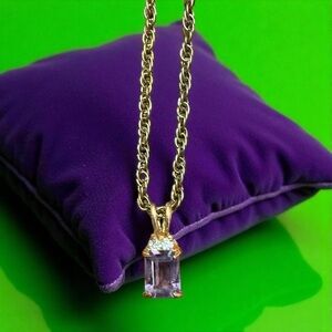 Genuine Amethyst Pendant Necklace on 18” chain